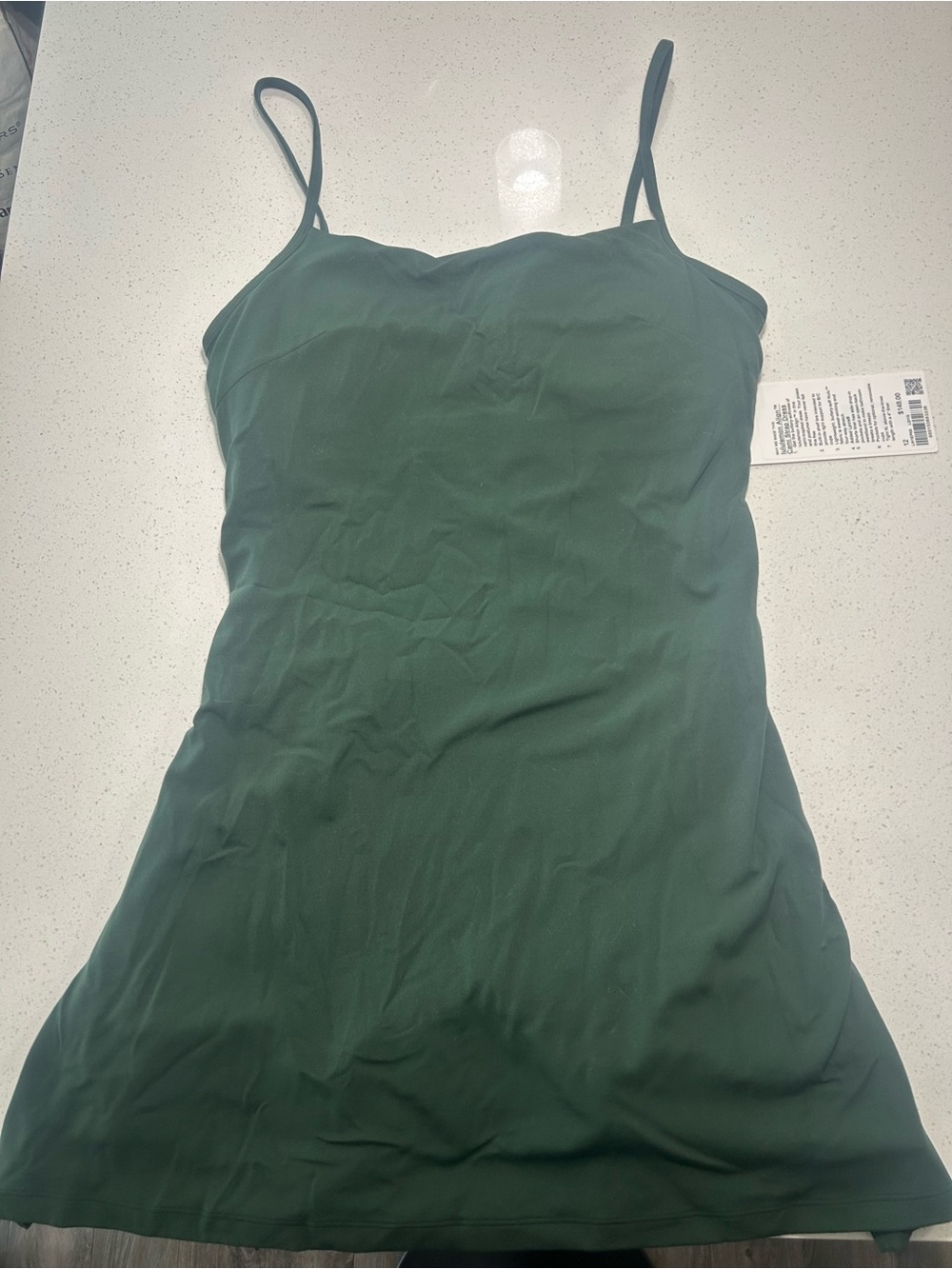 Forest Green Spaghetti Strap Slip Athletic Dress